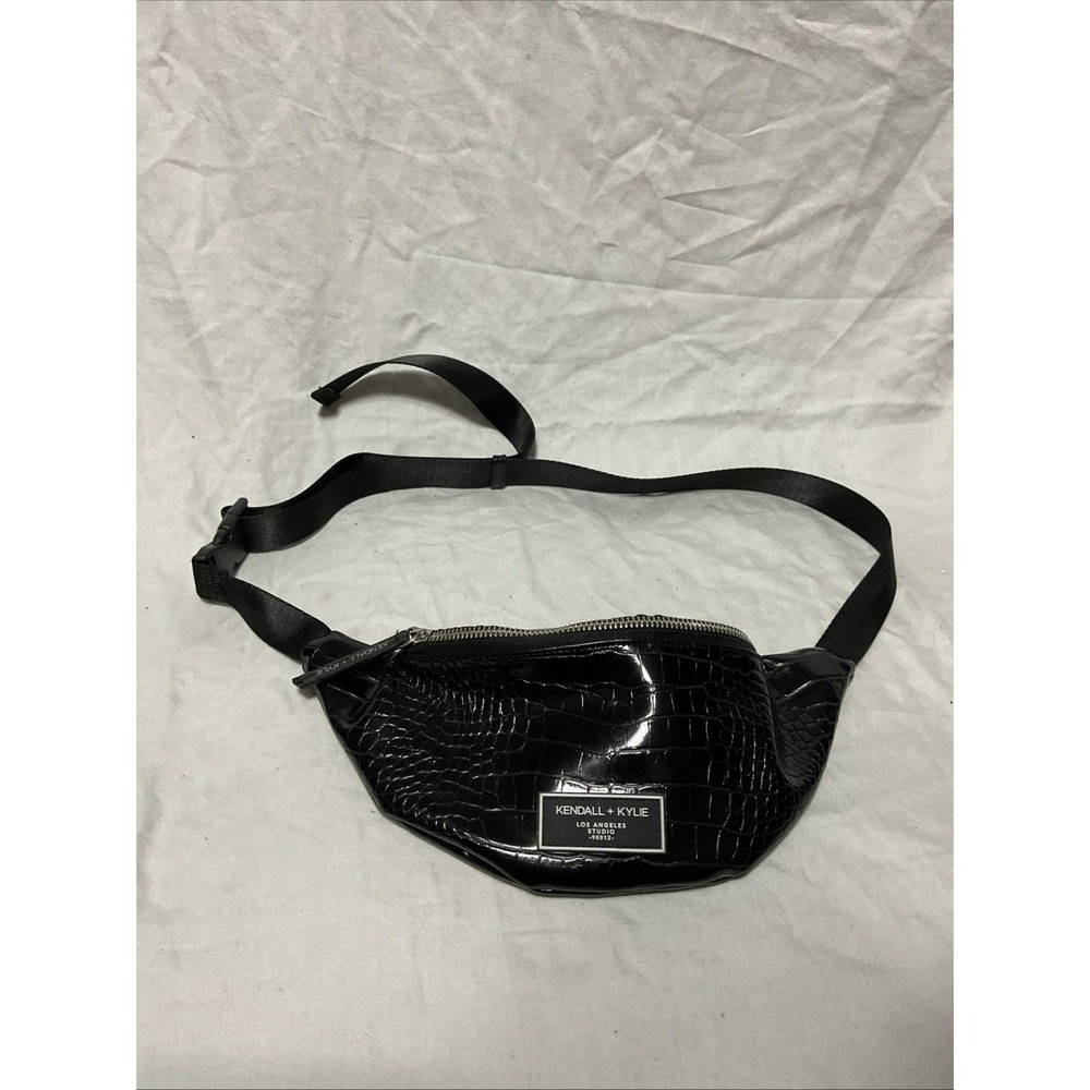 Kendall + Kylie Black Faux Leather Fanny Pack Purse Tote